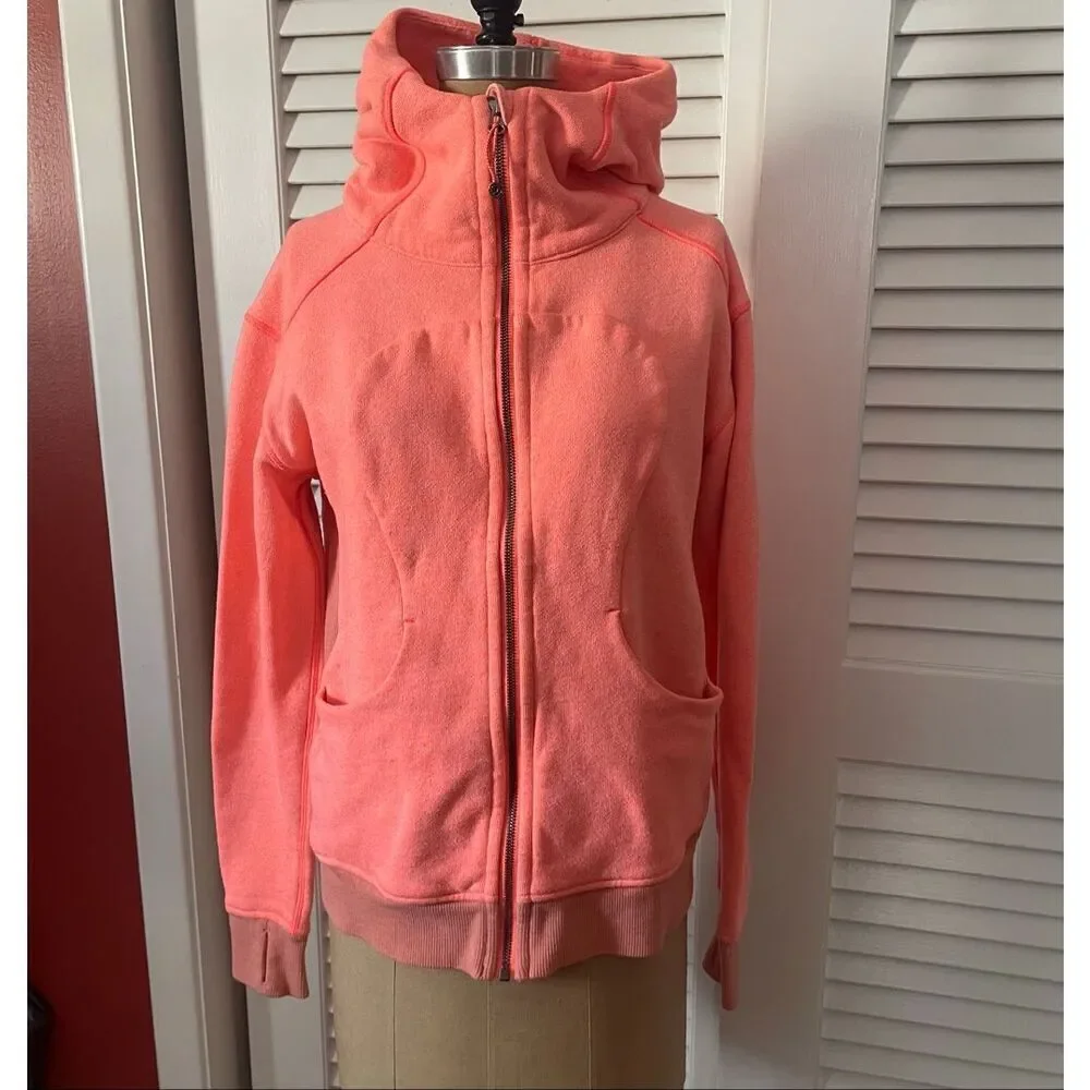 LULULEMON | bright coral scuba hoodie size 8